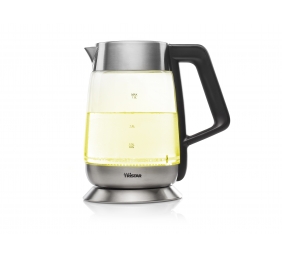 Tristar Kettle WK-3375 With electronic control, Glass, Stainless steel/Black, 2200 W, 360° rotational base, 1.8 L