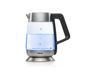 Tristar Kettle WK-3375 With electronic control, Glass, Stainless steel/Black, 2200 W, 360° rotational base, 1.8 L