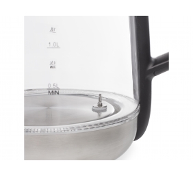 Tristar Kettle WK-3375 With electronic control, Glass, Stainless steel/Black, 2200 W, 360° rotational base, 1.8 L