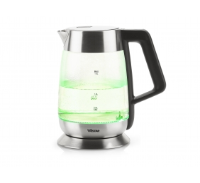 Tristar Kettle WK-3375 With electronic control, Glass, Stainless steel/Black, 2200 W, 360° rotational base, 1.8 L