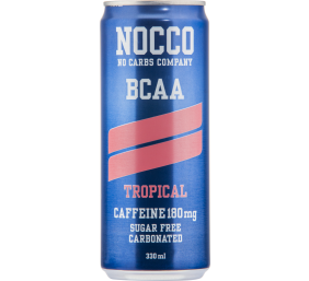 Tropinių vaisių skonio funkcinis gėrimas, becukris "Nocco su bcaa ir kofeinu", 24 pak. po 330 ml, (kaina nurodyta su užstatu už tarą)