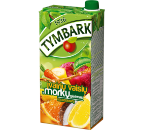 Įvairių vaisių ir morkų nektaras 20%, Tymbark, 6 pak. po 2 L