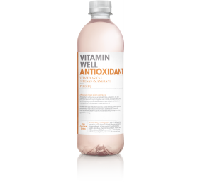 Persikų skonio vitaminizuotas gėrimas "Vitamin Well Antioxidant", 12 vnt. po 500 ml (kaina nurodyta su užstatu už tarą)