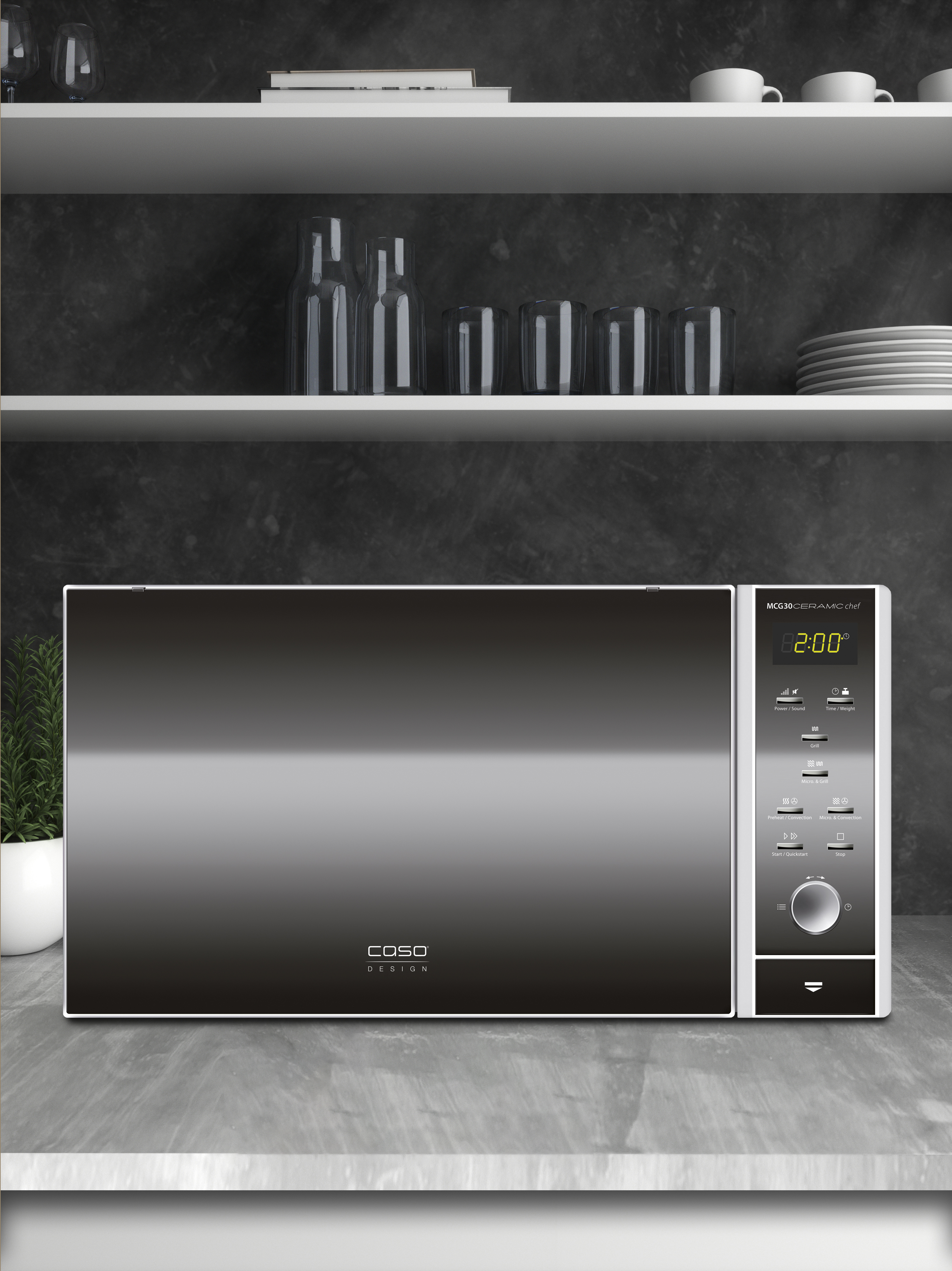 Caso | Microwave | MCG30 Ceramic chef | Free standing | 30 L | 900 W | Convection | Grill | Black