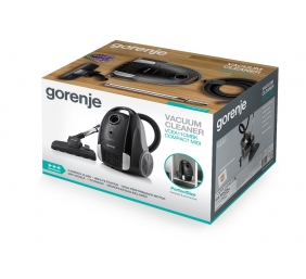 Gorenje Vacuum cleaner VCEA11CMBK Bagged, Black, 800 W, 2 L, A, C, A, 78 dB, HEPA filtration system,