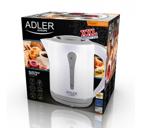 Kettle | Adler | AD 1244 | Standard kettle | 2000 W | 2.5 L | Plastic | 360° rotational base | White