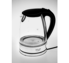 Adler | Kettle | AD 1225 | Standard | 2000 W | 1.7 L | Glass | 360° rotational base | Transparent/Stainless steel