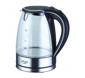 Adler | Kettle | AD 1225 | Standard | 2000 W | 1.7 L | Glass | 360° rotational base | Transparent/Stainless steel