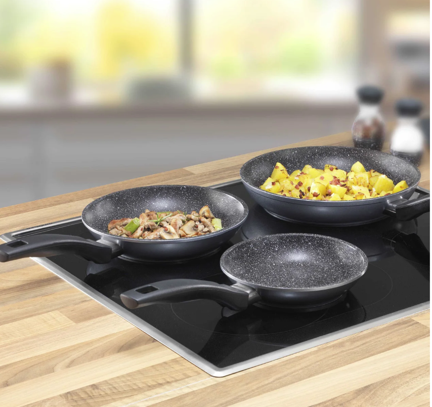 Stoneline | Pan set of 3 | 6882 | Frying | Diameter 16/20/24 cm | Suitable for induction hob | Fixed handle | Grey