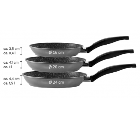 Stoneline | Pan set of 3 | 6882 | Frying | Diameter 16/20/24 cm | Suitable for induction hob | Fixed handle | Grey