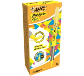 Bic Teksto žymeklis Flex 1-4 mm, geltonas, pakuotėje 12 vnt. 448919