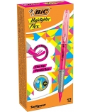 Bic Tekstas žymeklis Highlighter Flex, rožinis, pakuotėje 12 vnt. 494879