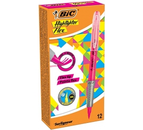Bic Tekstas žymeklis Highlighter Flex, rožinis, pakuotėje 12 vnt. 494879