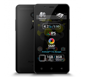 Allview P4 Pro Black, 4.2 ", HD IPS, 768 x 1280 pixels, Internal RAM 1 GB, 8 GB, microSD, Dual SIM, 3G, 4G, Main camera 5 MP, Secondary camera VGA MP, Android, 7.0, 1600 mAh