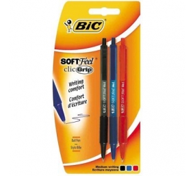 Bic Spalvotų tušinukų rinkinys Soft Feel Clic Grip 1.0 mm, 3 vnt. 133990