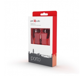 Gembird | Porto earphones with microphone and volume control with flat cable | Built-in microphone | 3.5 mm | Red/Black