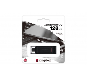 Kingston | USB Flash Drive | DataTraveler 70 | 128 GB | USB 3.2 Gen 1 Type-C | Black