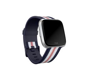 Fitbit | Versa-Lite Woven Hybrid Band, large, navy/pink | The Fitbit Versa woven hybrid band is made of polyester woven material on top and fluoroelastomer material on the bottom with an aluminium buckle. | The Fitbit Versa woven hybrid band is not water 