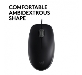 Logitech B110 Silent Laidinė pelė, USB-A, 1000 DPI, Juoda