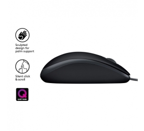 Logitech B110 Silent Laidinė pelė, USB-A, 1000 DPI, Juoda