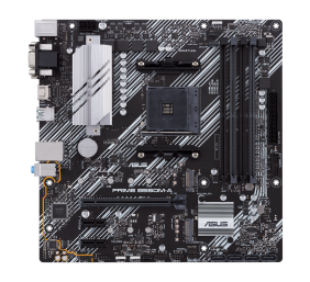 Asus | PRIME B550M-A | Processor family AMD | Processor socket AM4 | DDR4 | Memory slots 4 | Supported hard disk drive interfaces M.2, SATA | Number of SATA connectors 4 | Chipset AMD B | Micro ATX