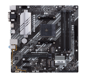 Asus | PRIME B550M-A | Processor family AMD | Processor socket AM4 | DDR4 | Memory slots 4 | Supported hard disk drive interfaces M.2, SATA | Number of SATA connectors 4 | Chipset AMD B | Micro ATX