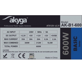 AKY AK-B1-600 Akyga Basic ATX Power Supp