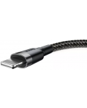 Kabelis Baseus USB2.0 A kištukas - IP lightning, 2 m, QC3.0 su nailoniniu šarvu Cafule pilkas/juodas