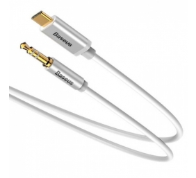 Kabelis/adapteris Baseus USB C kištukas, 3.5mm stereo kištukas, 1.2m baltas