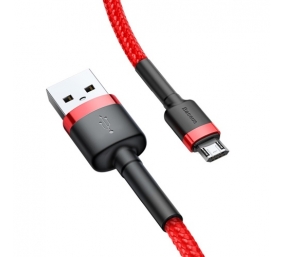 Kabelis Baseus USB2.0 A kištukas -  micro USB 0.5m, QC3.0 su nailoniniu šarvu Cafule raudonas