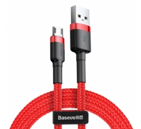 Kabelis Baseus USB2.0 A kištukas -  micro USB 0.5m, QC3.0 su nailoniniu šarvu Cafule raudonas