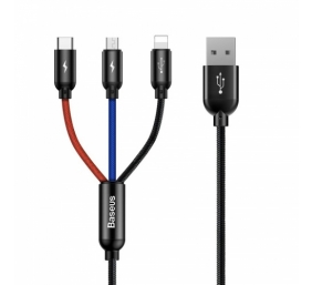 Kabelis Baseus USB2.0 A kištukas ir 3 kištukai (USB C, micro USB, lightning)