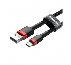 Kabelis Baseus USB2.0 A kištukas - USB C kištukas 1 m, QC3.0 su nailoniniu šarvu , raudonas/juodas