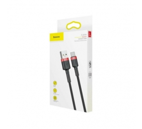 Kabelis Baseus USB2.0 A kištukas - USB C kištukas 1 m, QC3.0 su nailoniniu šarvu , raudonas/juodas