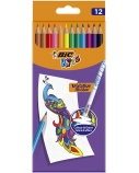 BIC Spalvoti pieštukai su trintuku Kids Evolution Illusion 12 spalvų rinkinys
