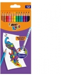 BIC Spalvoti pieštukai su trintuku Kids Evolution Illusion 12 spalvų rinkinys