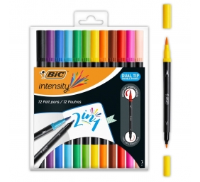 Bic Flomasteriai Intensity Dual Tip, dvipusiai, 12 spalvų rinkinys