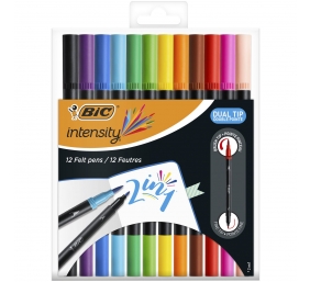Bic Flomasteriai Intensity Dual Tip, dvipusiai, 12 spalvų rinkinys