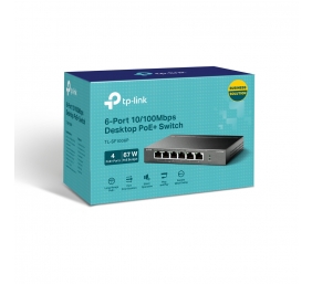 TP-LINK | Switch | TL-SF1006P | Unmanaged | Desktop | 10/100 Mbps (RJ-45) ports quantity 6 | 1 Gbps (RJ-45) ports quantity | SFP ports quantity | PoE ports quantity | PoE+ ports quantity 4 | Power supply type External | month(s)