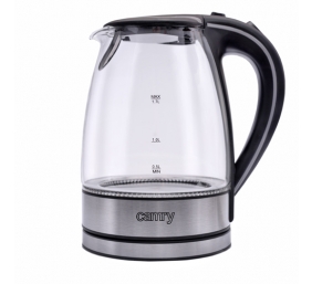 Camry | Kettle | CR 1290 | Standard | 2200 W | 2 L | Plastic/glass | 360° rotational base | Black/Transparent