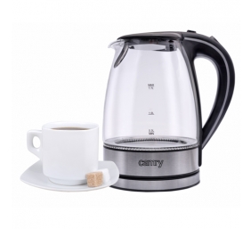 Camry | Kettle | CR 1290 | Standard | 2200 W | 2 L | Plastic/glass | 360° rotational base | Black/Transparent