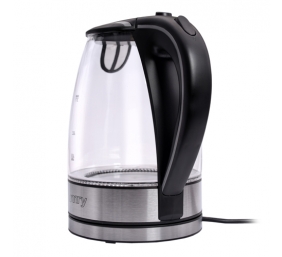 Camry | Kettle | CR 1290 | Standard | 2200 W | 2 L | Plastic/glass | 360° rotational base | Black/Transparent