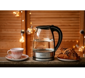 Camry | Kettle | CR 1290 | Standard | 2200 W | 2 L | Plastic/glass | 360° rotational base | Black/Transparent