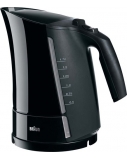 Braun WK 300 Standard kettle, Plastic, Black, 2200 W, 360° rotational base, 1.7 L