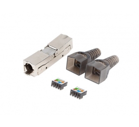 Lanberg | 2X RJ45 CAT6A FTP Plug 8P8C Tool-less Adapter | PL2SA-6000TL | Silver/Transparent