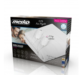 Mesko Electirc heating under-blanket MS 7420 Number of heating levels 4, Number of persons 2, Washable, Remote control, Polyester, 2x60 W, White