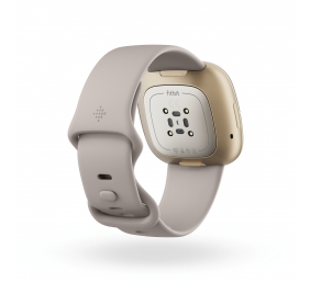 Fitbit Sense Smart watch, GPS (satellite), AMOLED, Touchscreen, Heart rate monitor, Activity monitoring 24/7, Waterproof, Bluetooth, Wi-Fi, Lunar White/Soft Gold Stainless Steel
