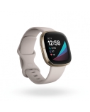 Fitbit Sense Smart watch, GPS (satellite), AMOLED, Touchscreen, Heart rate monitor, Activity monitoring 24/7, Waterproof, Bluetooth, Wi-Fi, Lunar White/Soft Gold Stainless Steel