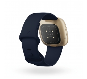 Fitbit Versa 3 Smart watch NFC GPS (satellite) AMOLED Touchscreen Activity monitoring 24/7 Waterproof Bluetooth Wi-Fi Midnight/Soft Gold Aluminum