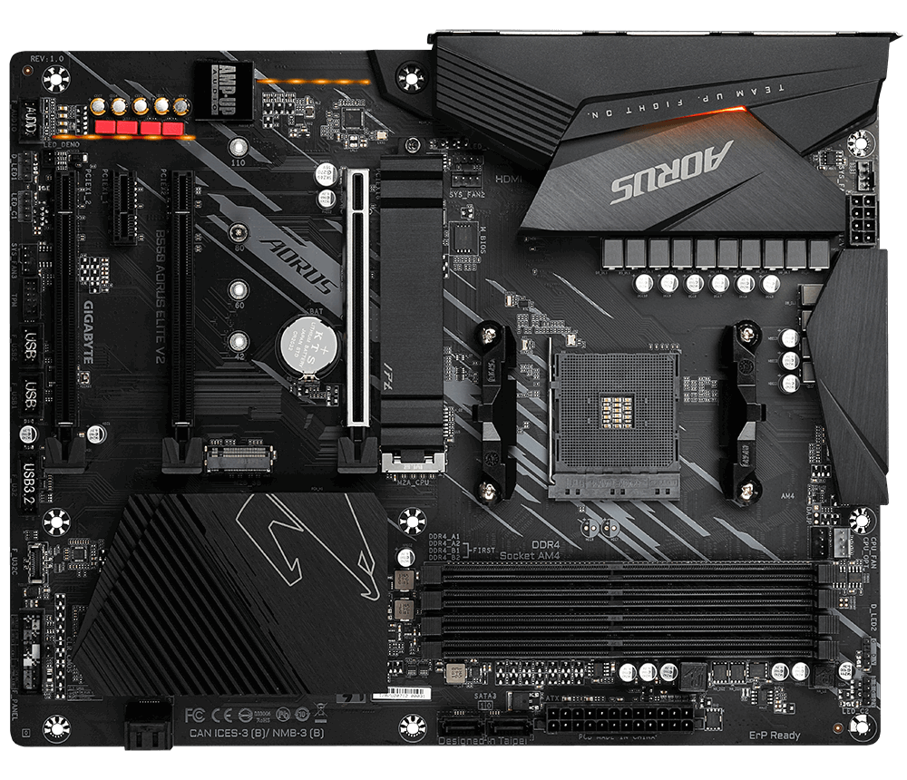 Gigabyte | B550 AORUS ELITE V2 1.0 | Processor family AMD | Processor socket AM4 | DDR4 DIMM | Memory slots 2 | Chipset AMD B | ATX